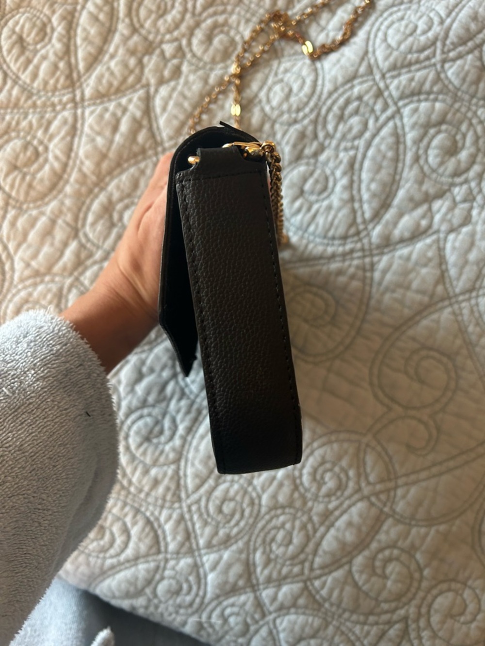 Black Monogram Embossed Chain Wallet - Picture 10 of 15